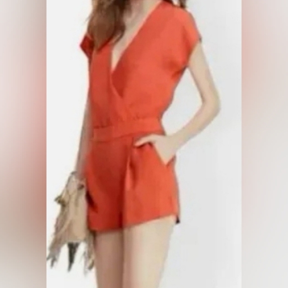 Diane Von Furstenberg Pants - Diane Von Furstenberg Purdette Tie-Waist Short Romper